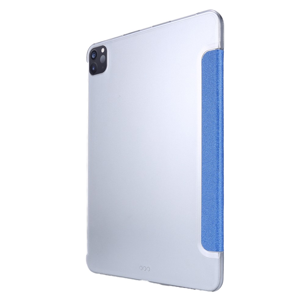 Silk Texture Tri-fold Stand PU Leather Tablet Smart Case Cover Shell for iPad Pro 12.9-inch (2021) - Dark Blue-3