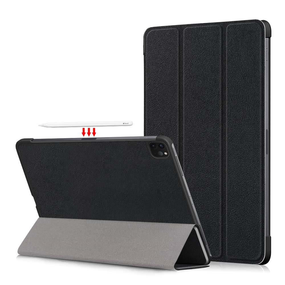 Tablet PU Leather Case Tri-fold Stand Case for iPad Pro 11-inch (2021) / (2020) / (2022) / Air (2020) / Air (2022) - Black