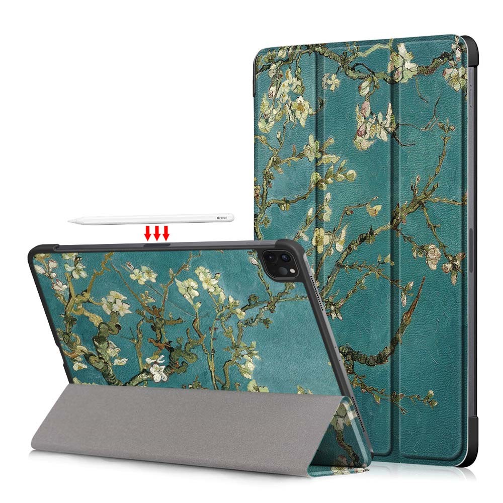 Tri-fold Stand Pattern Printing PU Leather Smart Tablet Cover Case for iPad Pro 11-inch (2021) / (2020) / (2022) / Air (2020) / Air (2022) - Plum Blossom
