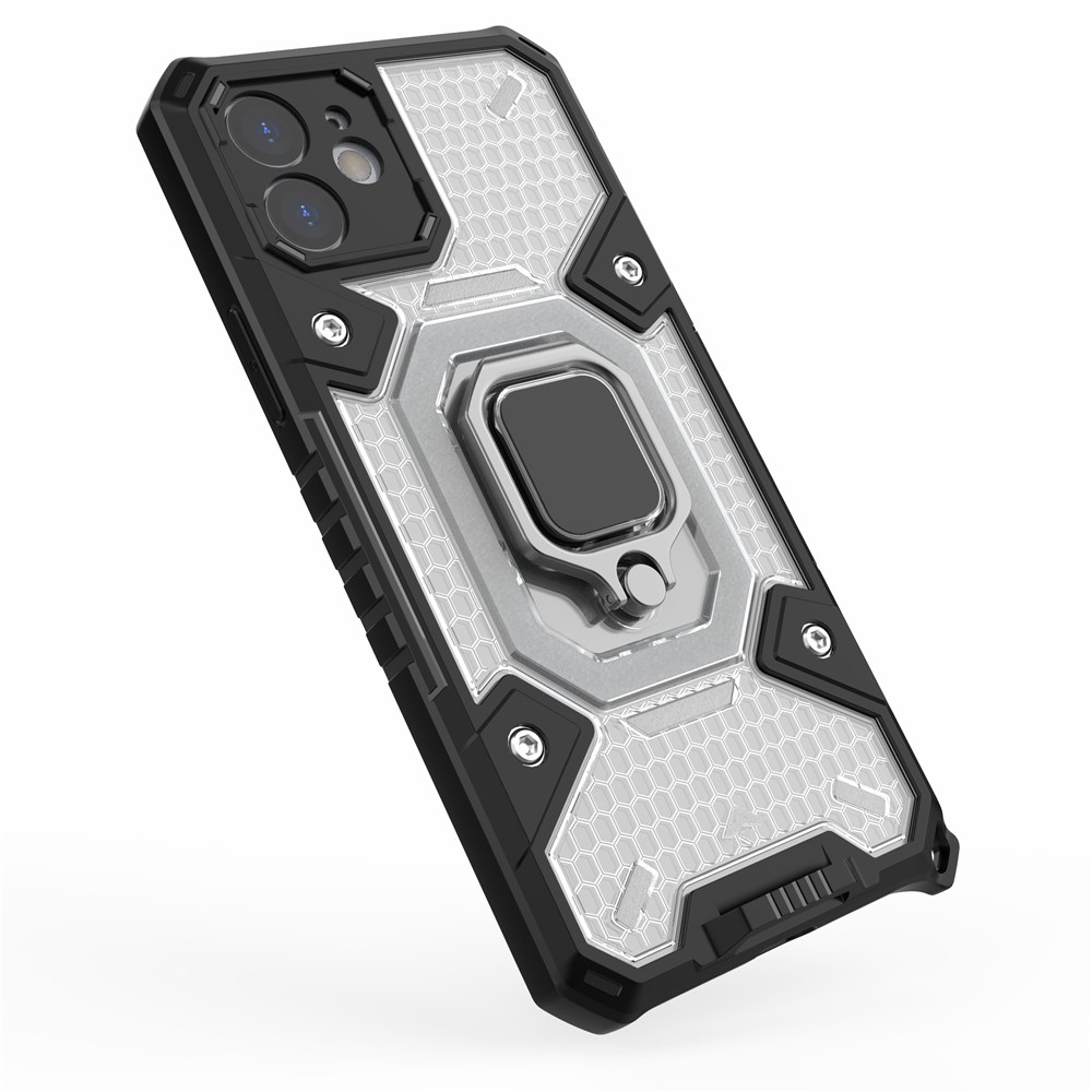 PC+TPU Hybrid Cover Case Drop-proof Cell Phone Shell Protector with Kickstand for iPhone 12 - White-7
