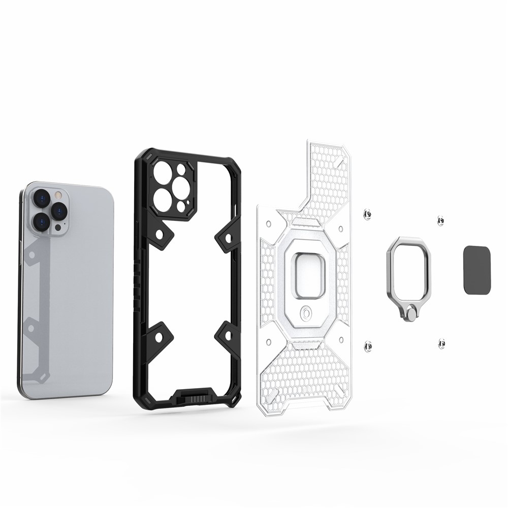 Kickstand Design PC+TPU Hybrid Phone Case Cover Shell Built-in Magnetic Holder for iPhone 12 Pro Max - Purple-6