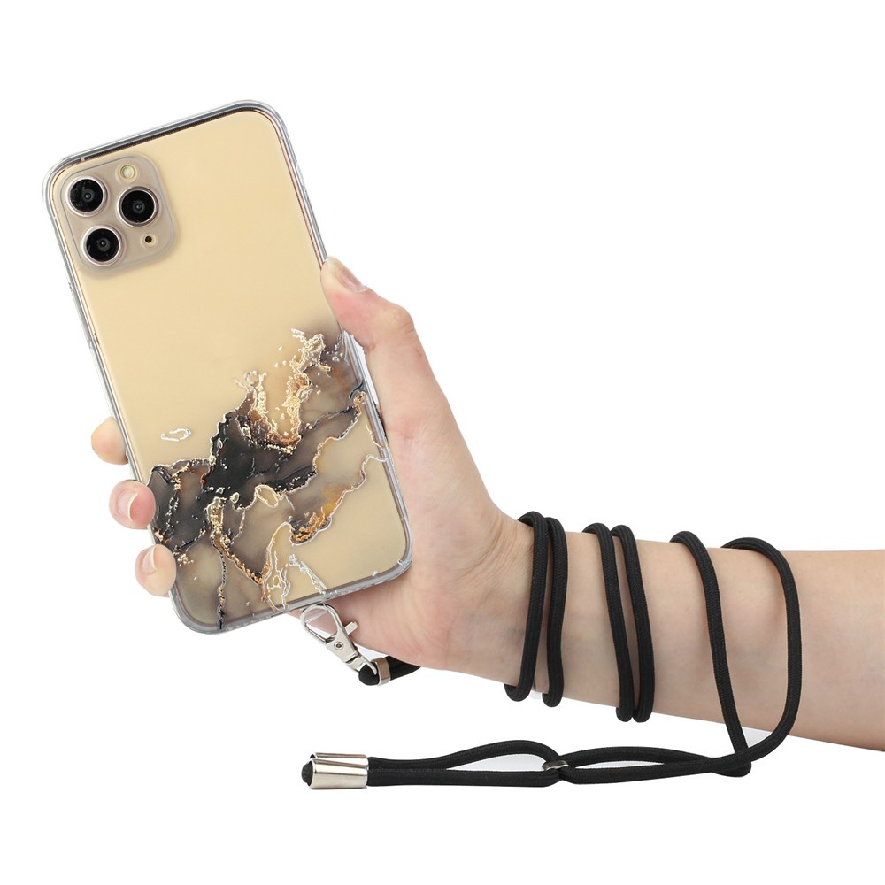 Marmormuster Flexible TPU -hülle Mit Einstellbarem Lanyard Für Iphone 11 Pro Max 6,5 Zoll - Stil A-2