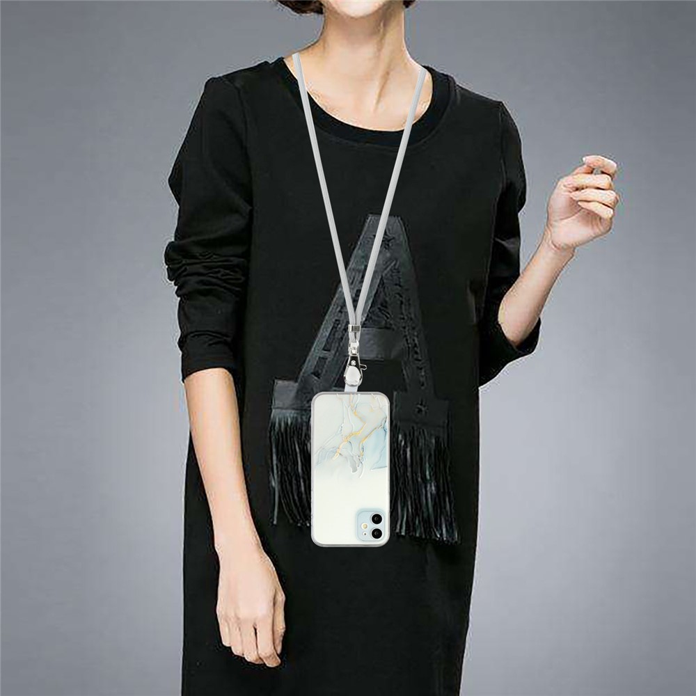 Marble Pattern Well-Protected Flexible TPU Case with Lanyard for iPhone 12 - Style A-4