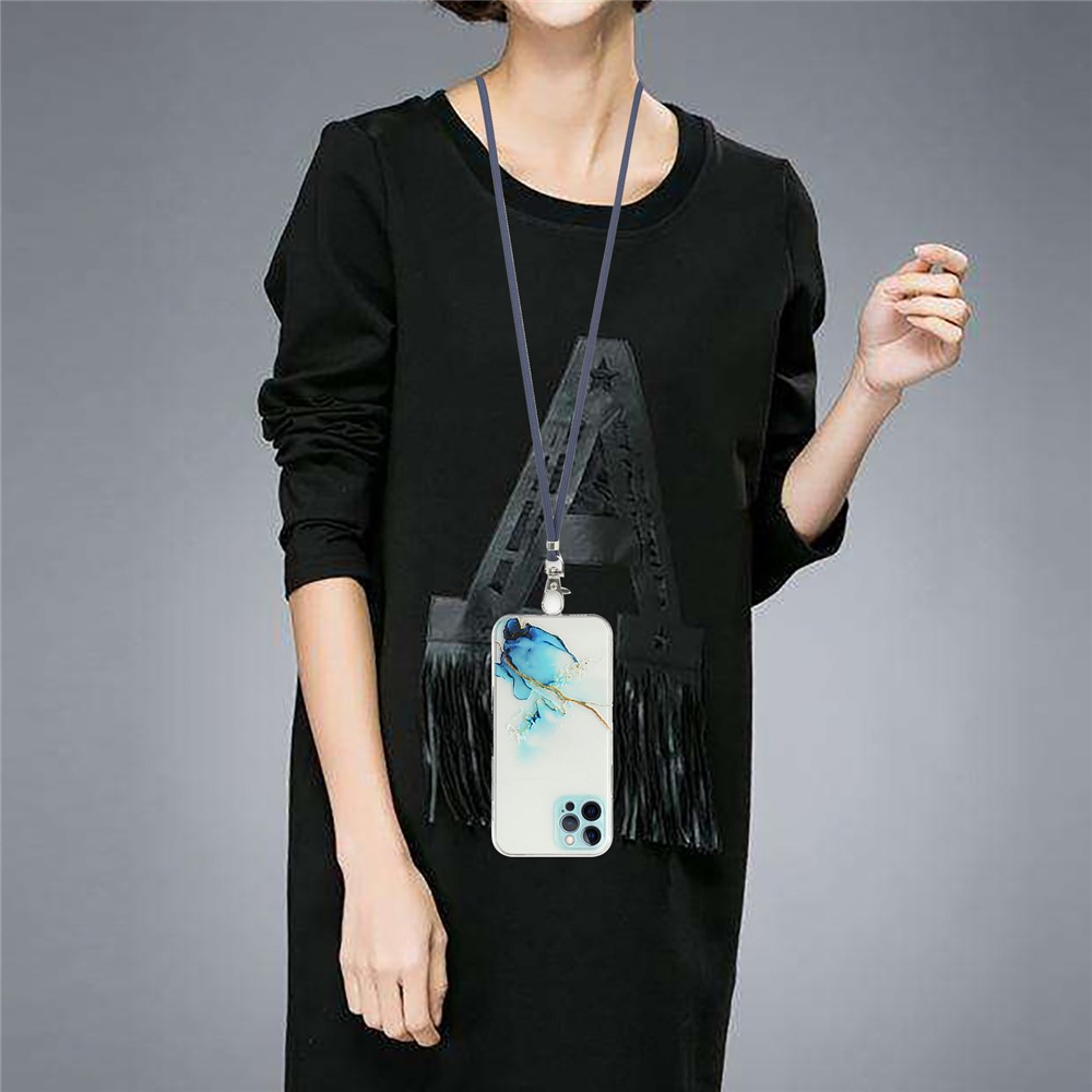Marble Pattern Flexible TPU Case with Lanyard for iPhone 12 Pro Max - Style A-4