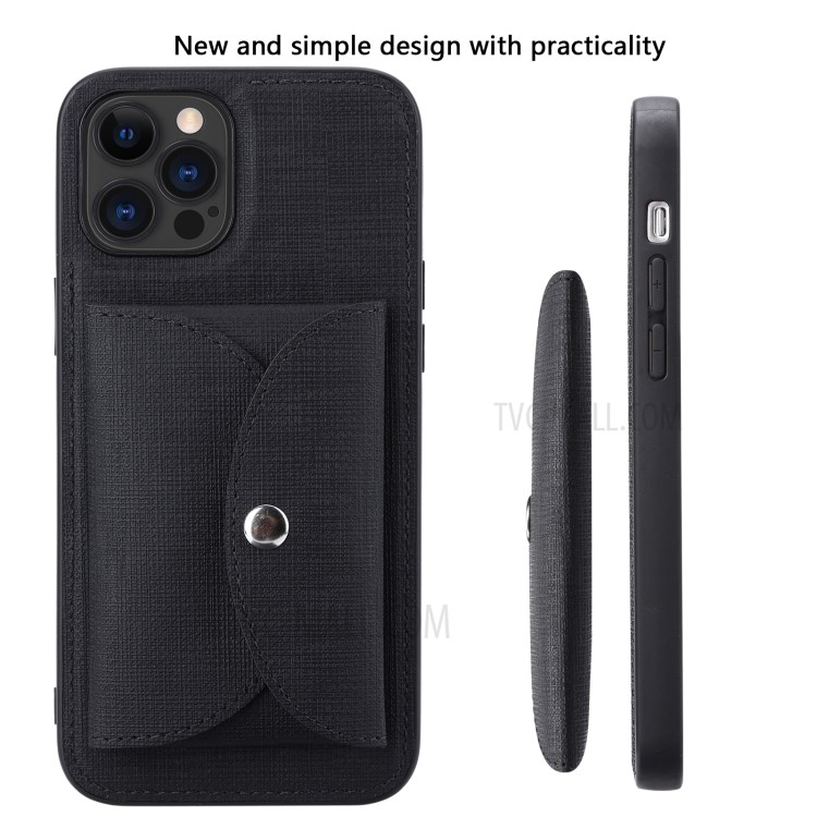 VILI T Series Movable Magnetic Absorption Wallet Leather Coated TPU Phone Case for iPhone 12 Pro Max - Black-2