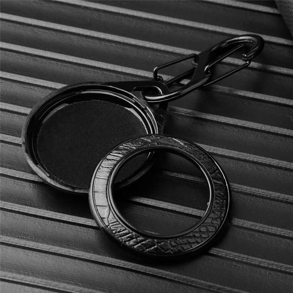 Crocodile Texture PU Leather Case Hard PC Sleeve Anti-lost Cover Shell with Keychain for Apple AirTag - Black-7