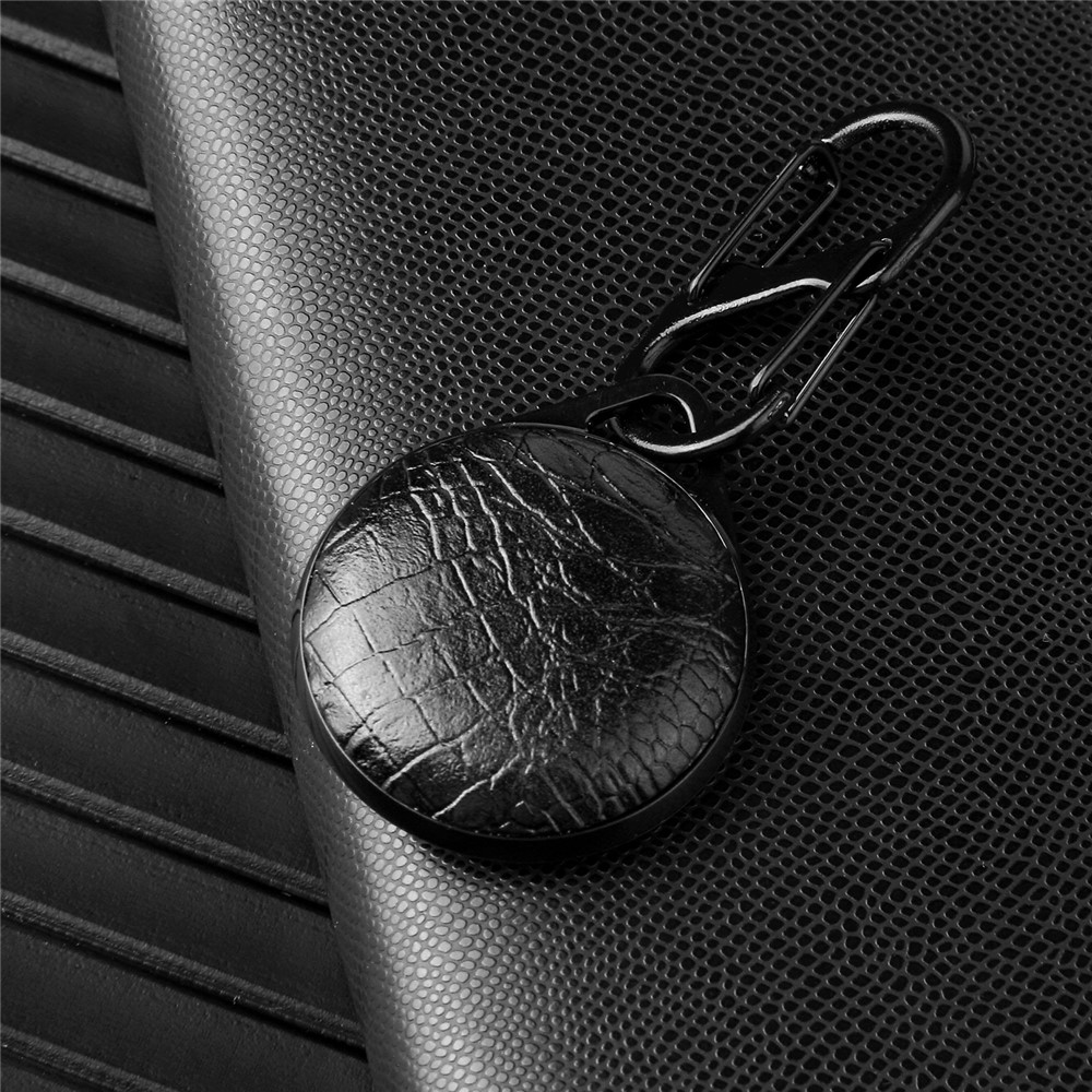 Crocodile Texture PU Leather Case Hard PC Sleeve Anti-lost Cover Shell with Keychain for Apple AirTag - Black-9