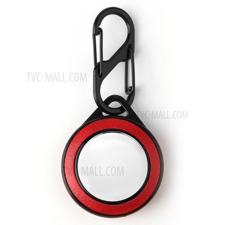 Litchi Skin PU Leather Case Cover Shell PC Protective Sleeve for Apple AirTag Locator Tracker with Keychain - Red-1