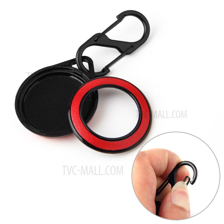 Litchi Skin PU Leather Case Cover Shell PC Protective Sleeve for Apple AirTag Locator Tracker with Keychain - Red-4