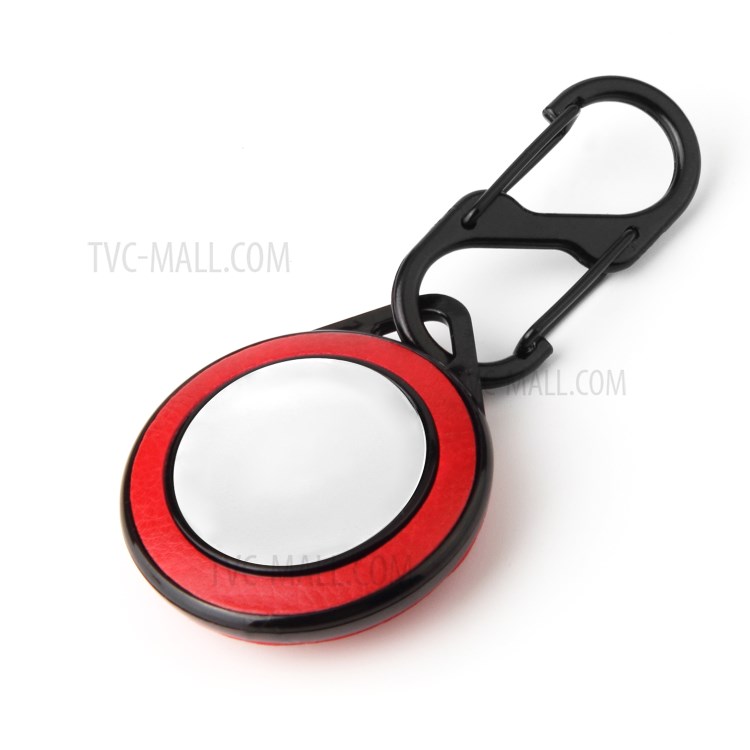 Litchi Skin PU Leather Case Cover Shell PC Protective Sleeve for Apple AirTag Locator Tracker with Keychain - Red-5