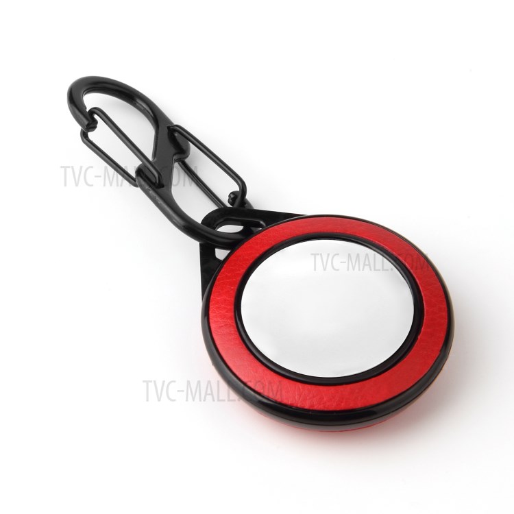 Litchi Skin PU Leather Case Cover Shell PC Protective Sleeve for Apple AirTag Locator Tracker with Keychain - Red-6