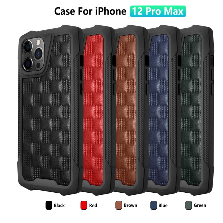PC+TPU Leather Coated Cell Phone Well Protection Case Cover Shell for iPhone 12 Pro Max - Black-10