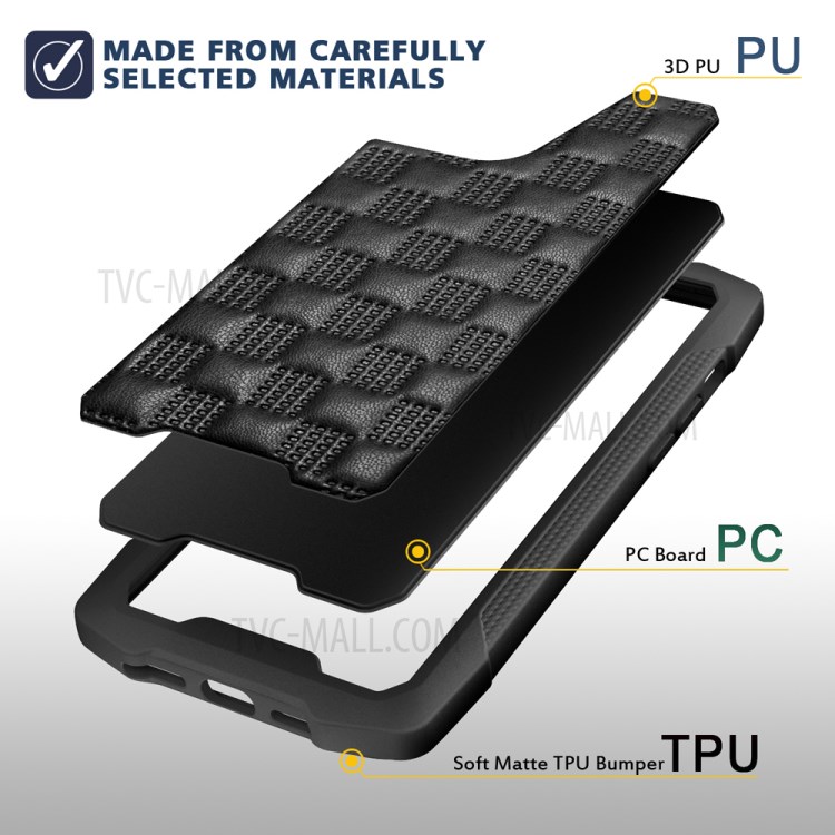 PC+TPU Leather Coated Cell Phone Well Protection Case Cover Shell for iPhone 12 Pro Max - Black-4