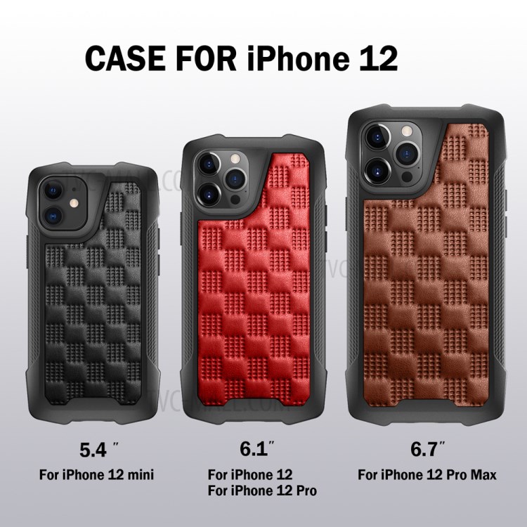 PC+TPU Leather Coated Cell Phone Well Protection Case Cover Shell for iPhone 12 Pro Max - Black-7