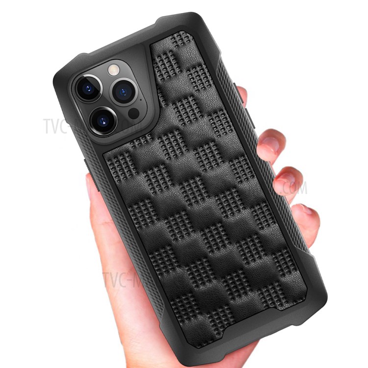 PC+TPU Leather Coated Cell Phone Well Protection Case Cover Shell for iPhone 12 Pro Max - Black-9