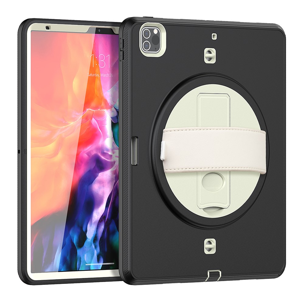 Kickstand Design Full Protection PC TPU Hybrid Cover with Shoulder Strap for iPad Pro 12.9-inch (2018)/(2020) - Black-2