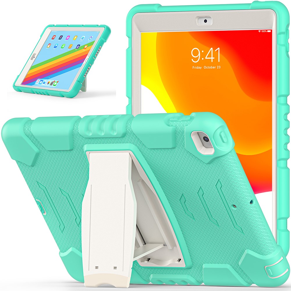 Impact Resistant PC + Silicone Tablet Cover with Kickstand for iPad 10.2 (2019)/(2020) - Mint Green-10