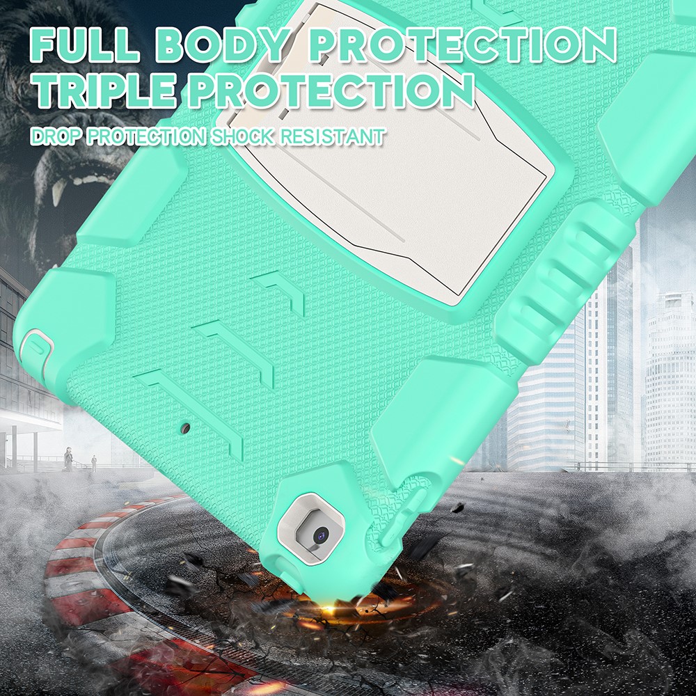 Impact Resistant PC + Silicone Tablet Cover with Kickstand for iPad 10.2 (2019)/(2020) - Mint Green-12