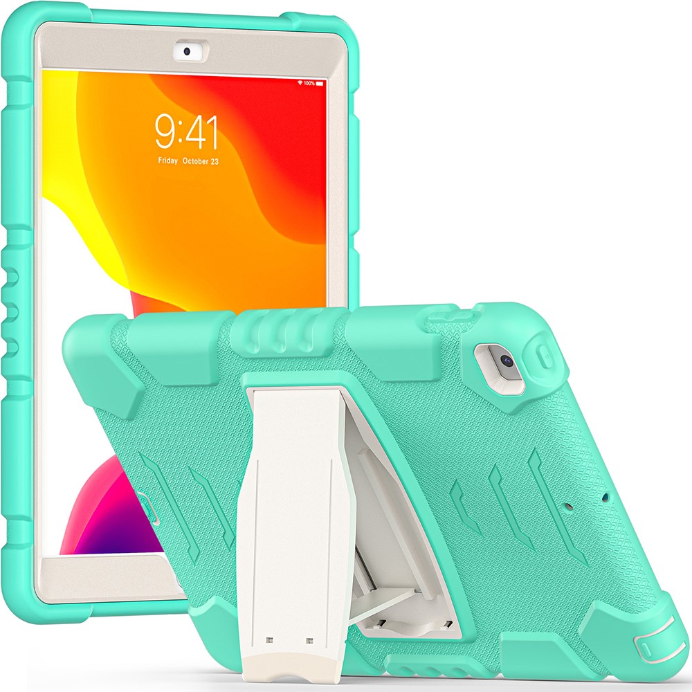 Impact Resistant PC + Silicone Tablet Cover with Kickstand for iPad 10.2 (2019)/(2020) - Mint Green-7