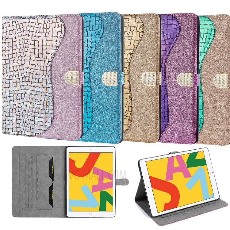 Crocodile Texture Flash Powder Card Card Tableau de Classement Pour L'ipad Pro 11 Pouces (2020) / (2018) / Air (2020) / Air (2022) - or Rose-13