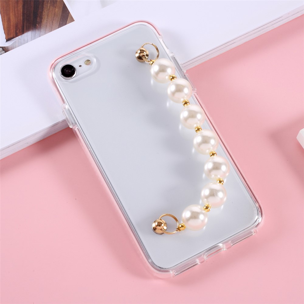 Anti-Drop Bi-color TPU Phone Case with Pearl Hand Strap for iPhone 7 4.7 inch/8 4.7 inch/SE (2nd Generation)-3