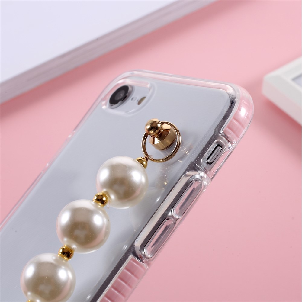 Anti-Drop Bi-color TPU Phone Case with Pearl Hand Strap for iPhone 7 4.7 inch/8 4.7 inch/SE (2nd Generation)-7