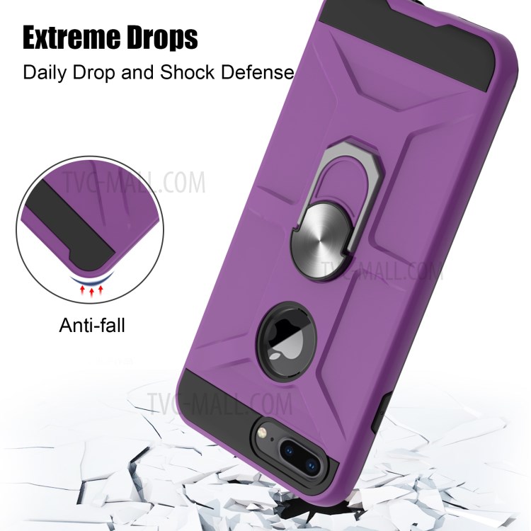 Finger Ring Kickstand Design PC + TPU Combo 2-in-1 Hybrid Phone Case for iPhone 7 Plus 5.5 inch/8 Plus 5.5 inch - Purple-4