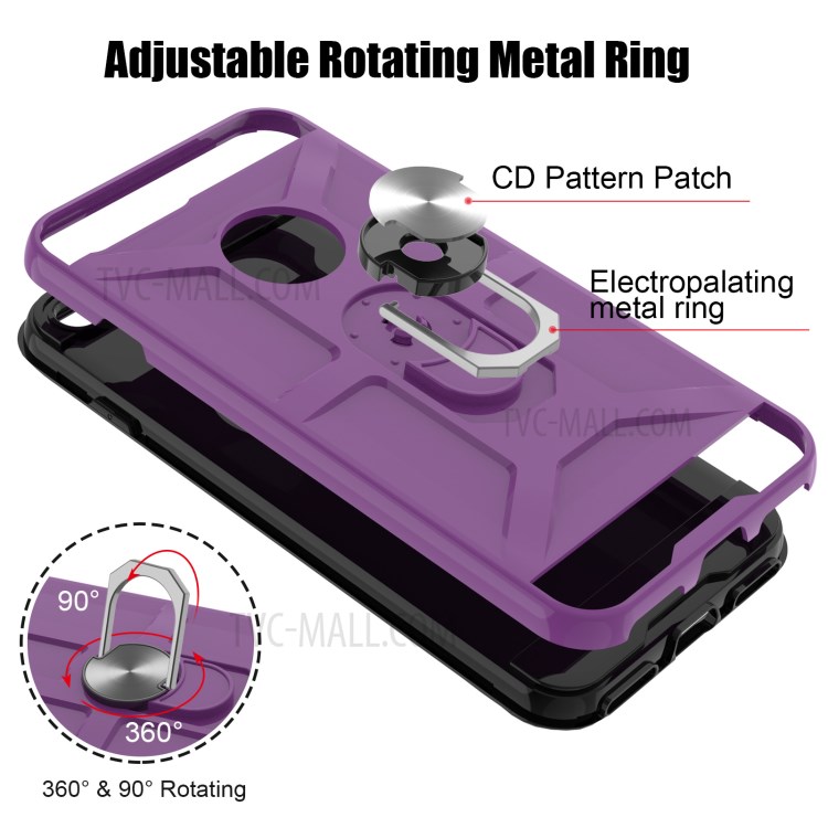 Finger Ring Kickstand Design PC + TPU Combo 2-in-1 Hybrid Phone Case for iPhone 7 Plus 5.5 inch/8 Plus 5.5 inch - Purple-5