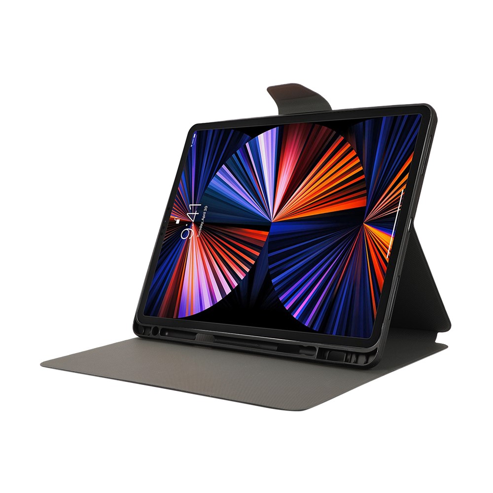 PU Leather Tablet Stand Case Cover Shell Protector with Pen Slot for iPad Pro 12.9-inch (2021) - Black-4