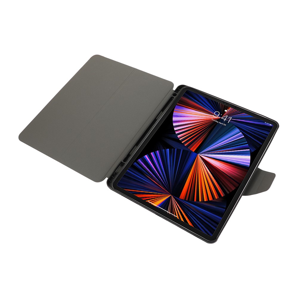 PU Leather Tablet Stand Case Cover Shell Protector with Pen Slot for iPad Pro 12.9-inch (2021) - Black-6
