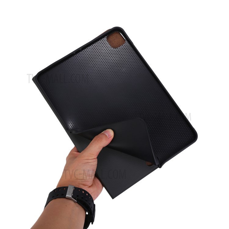 Cloth Texture Leather Tablet Well Protection Case Shell with Stand for iPad Pro 12.9-inch (2021) - Coffee-10