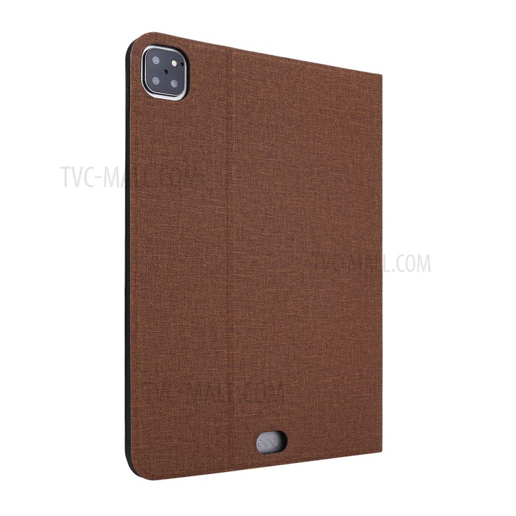 Cloth Texture Leather Tablet Well Protection Case Shell with Stand for iPad Pro 12.9-inch (2021) - Coffee-3