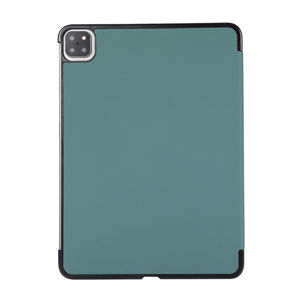 Tri-fold Stand Design PU Leather Tablet Case Shell Protector for iPad Pro 11-inch 2021/2020/2018 - Dark Green-5