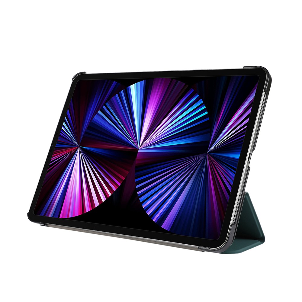 Tri-fold Stand Design PU Leather Tablet Case Shell Protector for iPad Pro 11-inch 2021/2020/2018 - Dark Green-6