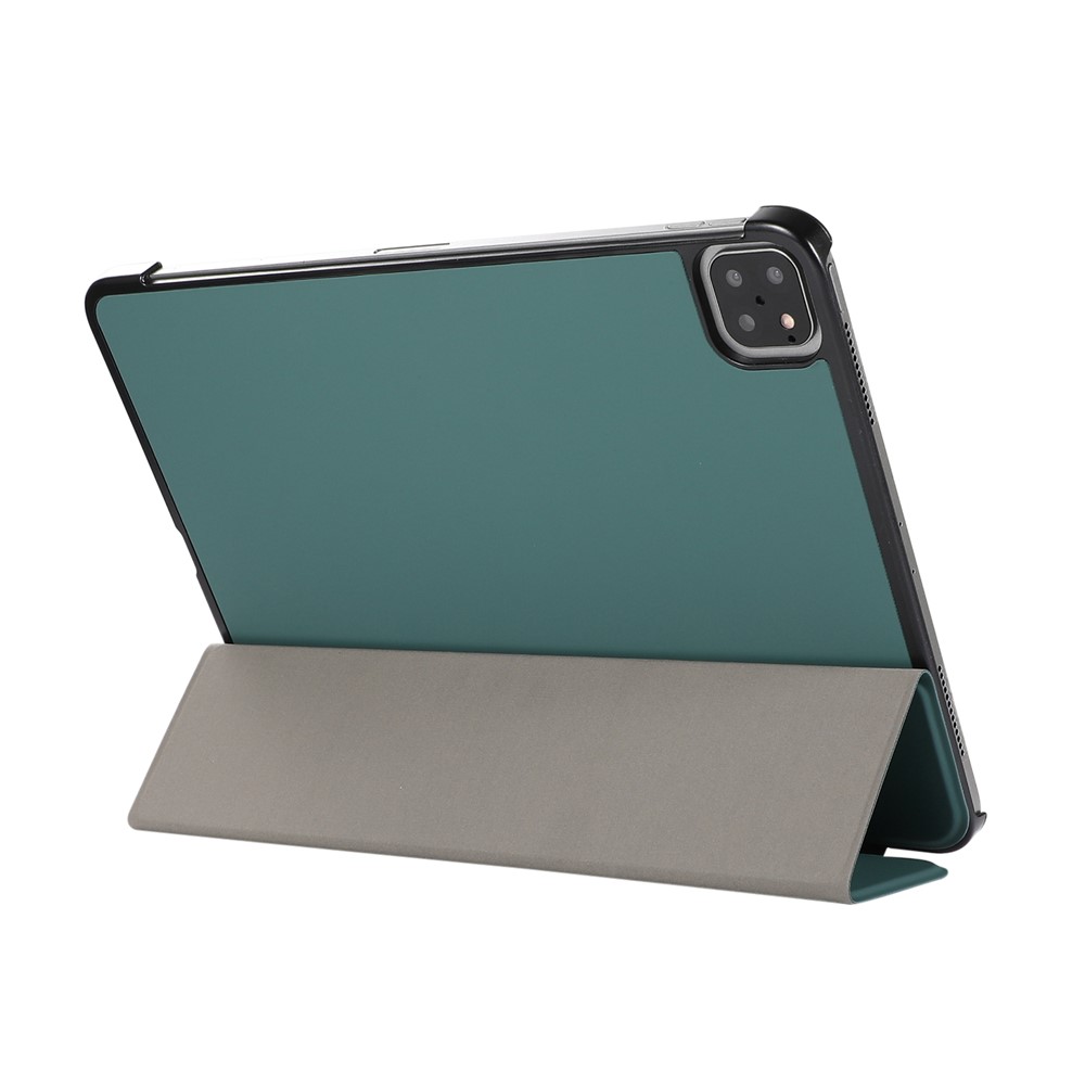 Tri-fold Stand Design PU Leather Tablet Case Shell Protector for iPad Pro 11-inch 2021/2020/2018 - Dark Green-7