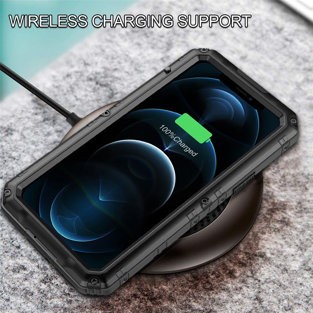 Silicone+Metal Full Protection Shockproof Waterproof Cover for iPhone 12 - Black-9