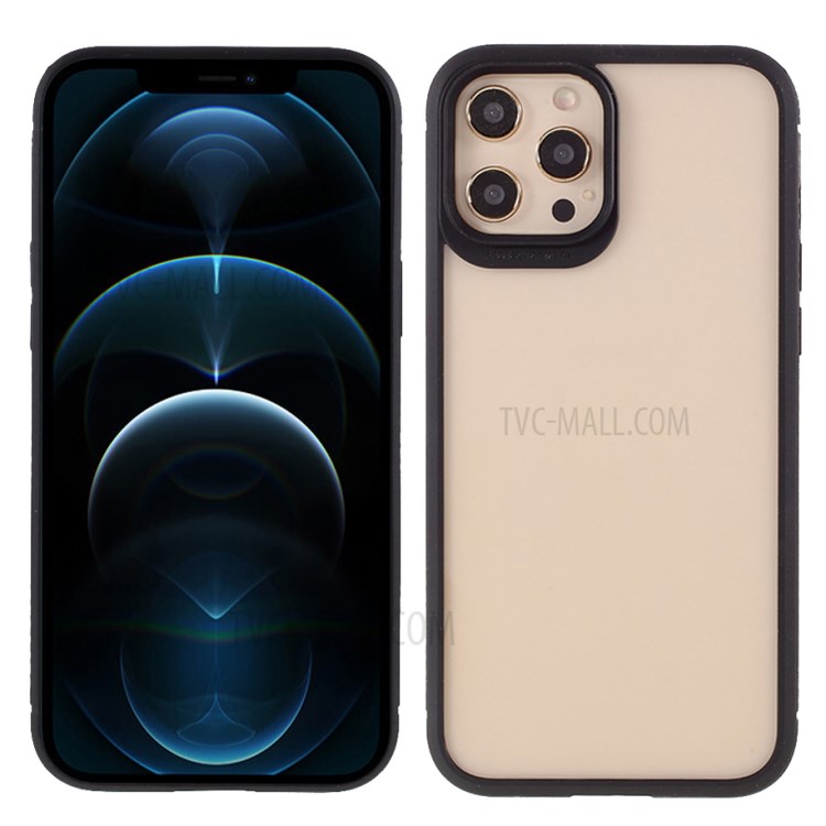 Cadre TPU Épaissie + Coquille De Téléphone À Panneau Arrière Acrylique Pour IPhone 12/12 Pro - Noir-1