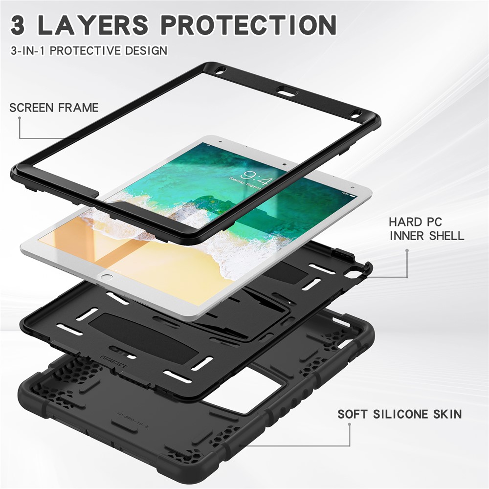 Impact Resistant PC + Silicone Tablet Cover with Kickstand for iPad Pro 10.5-inch (2017) / iPad Air 10.5 inch (2019) - Black-6