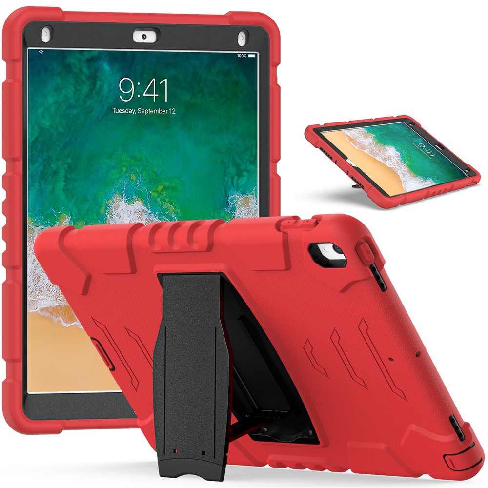 For iPad Pro 10.5-inch (2017) / iPad Air 10.5 inch (2019) PC + Silicone Tablet Cover with Kickstand - Red / Black