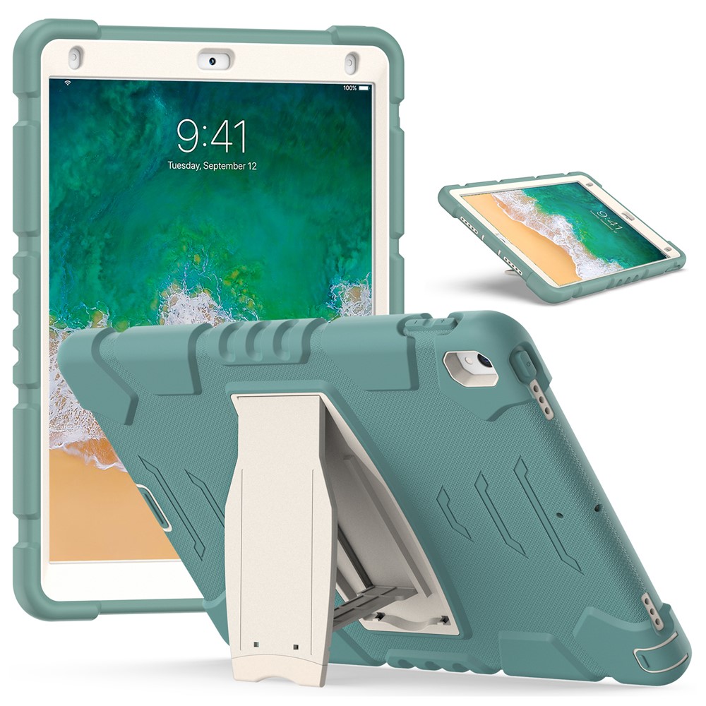 For iPad Pro 10.5-inch (2017) / iPad Air 10.5 inch (2019) PC + Silicone Tablet Cover with Kickstand - Emerald Green