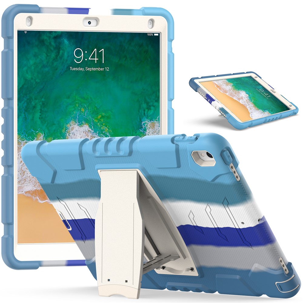 For iPad Pro 10.5-inch (2017) / iPad Air 10.5 inch (2019) PC + Silicone Tablet Cover with Kickstand - Colorful / Blue