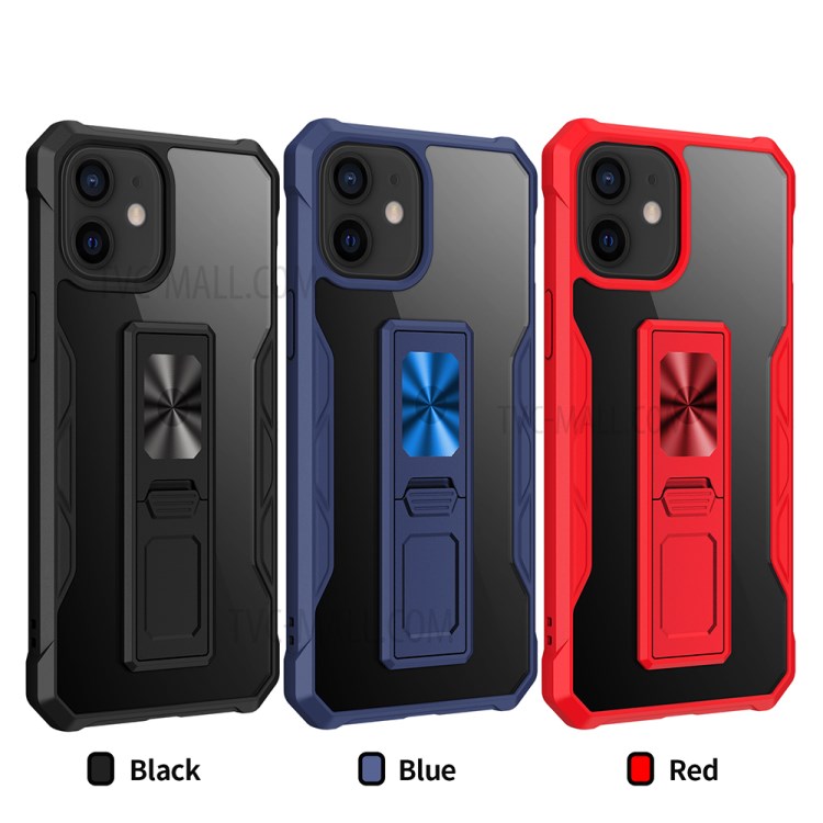 Kickstand Design Shockproof Hybrid Phone Case Shell Built-in Magnetic Metal Sheet for iPhone 11 6.1 inch - Red-9