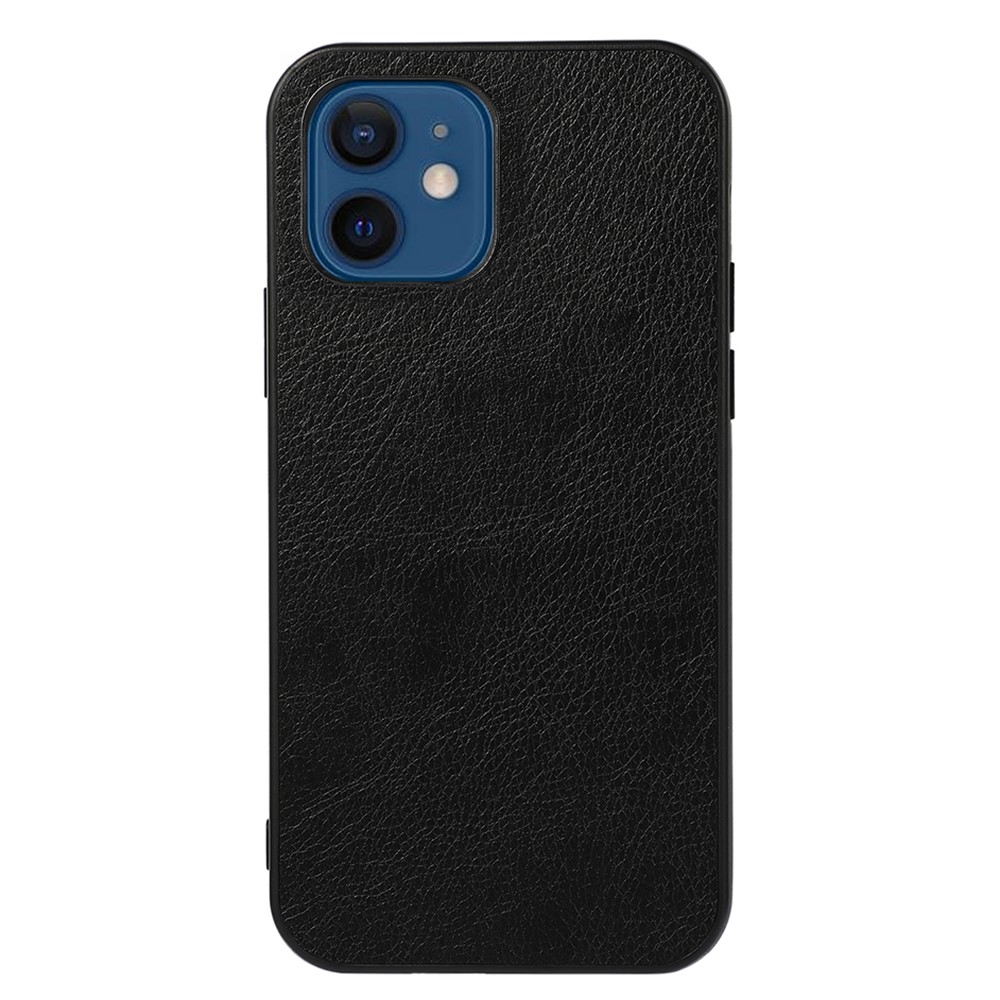 Litchi Texture PU Leather Coated TPU + PC Shock-Proof Case for iPhone 12 mini - Black-1