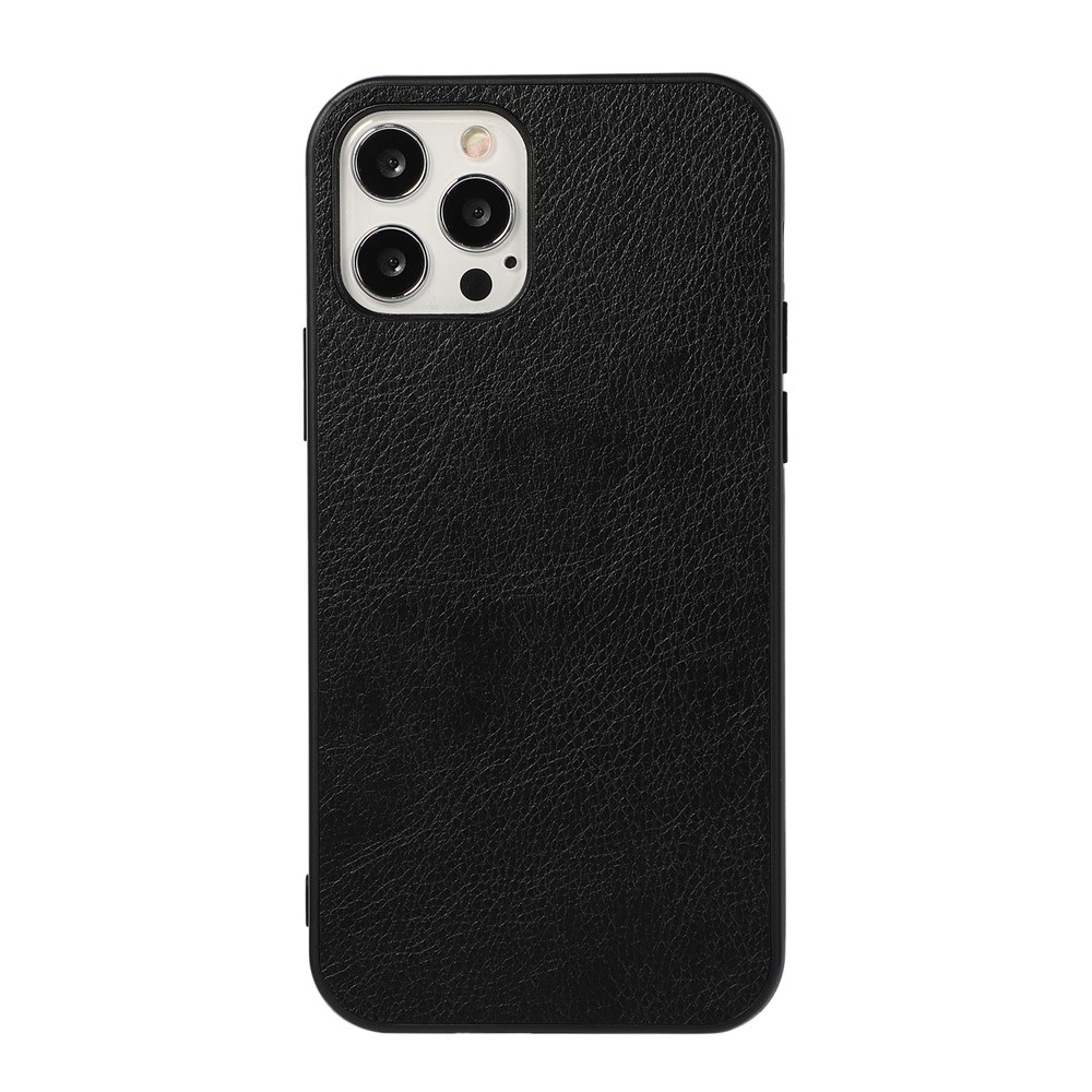 Litchi Texture PU Leather Coated TPU + PC Shock-Proof Case for iPhone 12 / iPhone 12 Pro - Black-1
