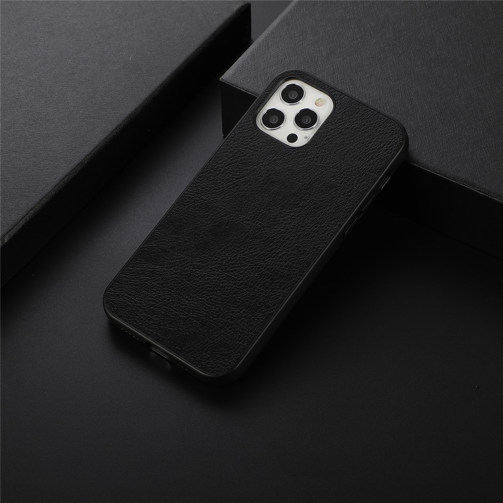 Litchi Texture PU Leather Coated TPU + PC Shock-Proof Case for iPhone 12 / iPhone 12 Pro - Black-2