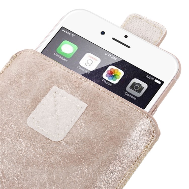 Fente De Carte En Cuir Pochette Pour IPhone 6s Plus / Samsung Galaxy S7 Bord, Taille: 16,5 X 9,5 Cm - Or-8