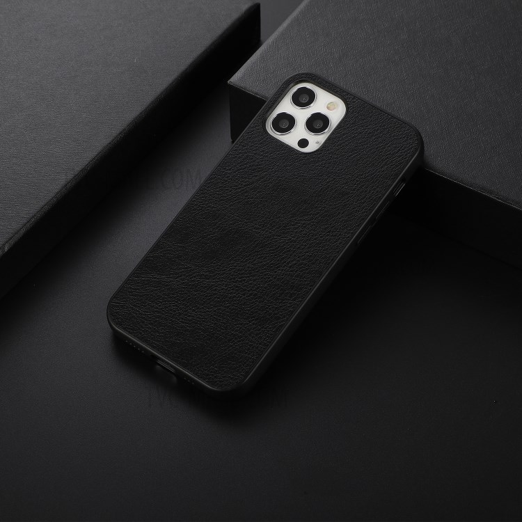 Litchi Texture PU Leather Coated TPU + PC Shock-Proof Case for iPhone 12 mini / 12 Pro Max - Black-2