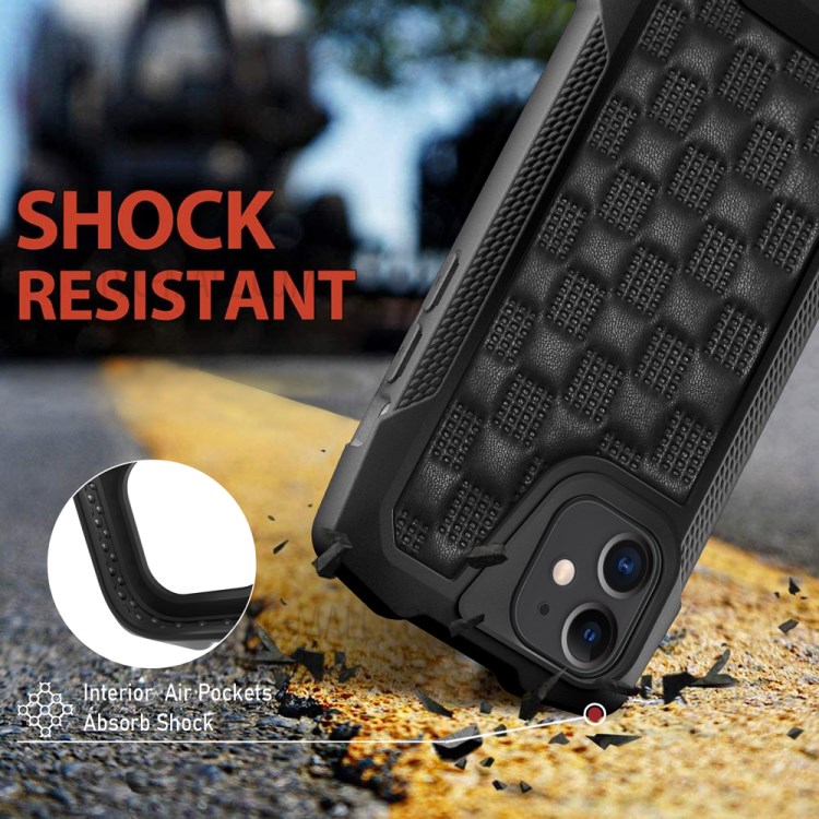 Phantom Série Cuir TPU + PC PROTORY TPU HYBRID TPU + PC Pour IPhone 12 Mini - Noir-11