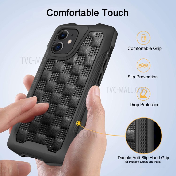 Phantom Série Cuir TPU + PC PROTORY TPU HYBRID TPU + PC Pour IPhone 12 Mini - Noir-4