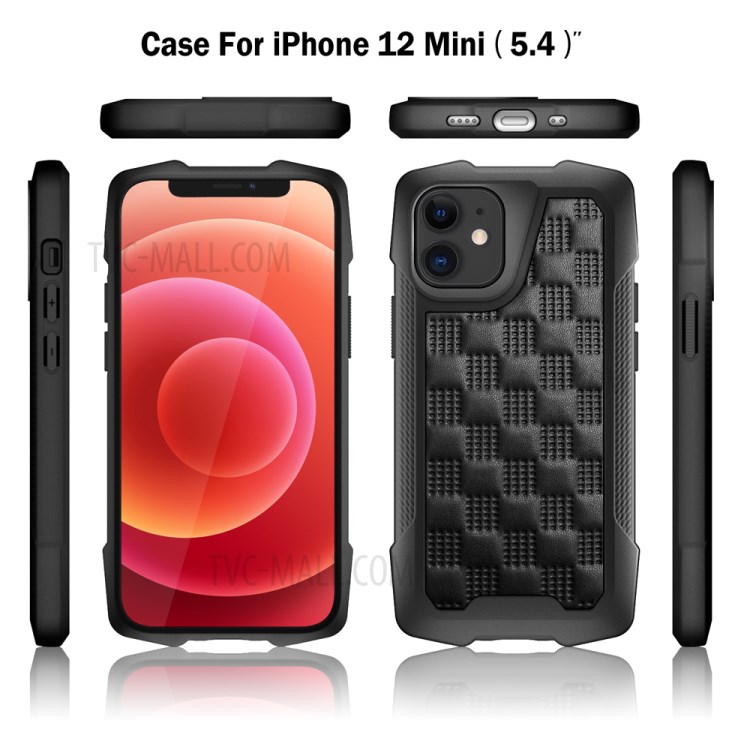 Phantom Série Cuir TPU + PC PROTORY TPU HYBRID TPU + PC Pour IPhone 12 Mini - Noir-8